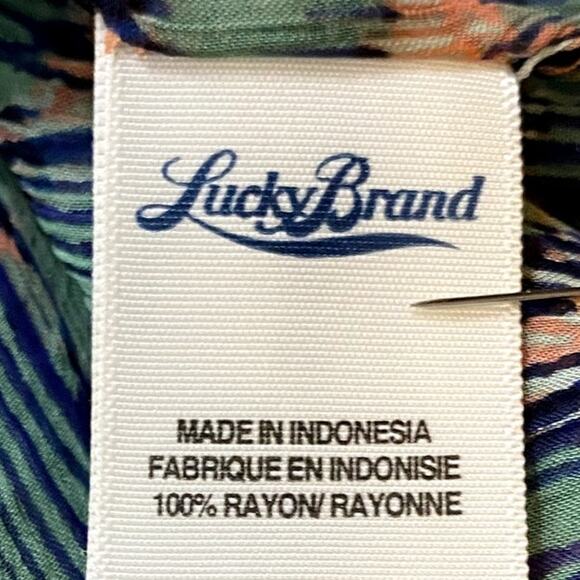 Lucky Brand Sz XL Sheer Long Sleeve V-Neck Tunic Ombre Pink to Blue Coverup Boho - Picture 8 of 10